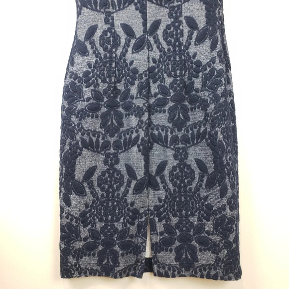 Maeve Anthropology Midi Sweater Dress Sz 8P Ryder Jacquard Turtleneck Navy Blue - Picture 8 of 12